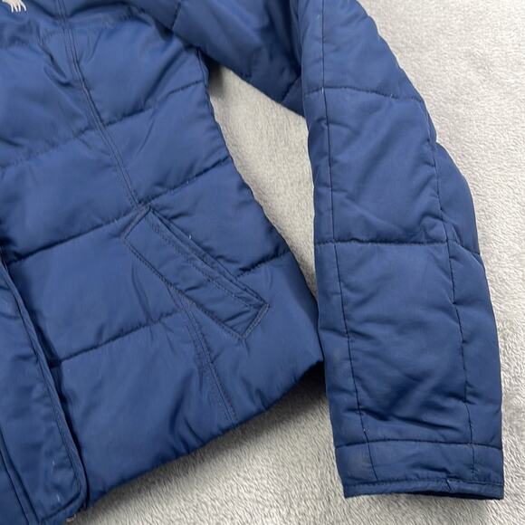 Abercrombie & Fitch S Blue Down Waterfowl‎ Feathers Y2K Short Puffer Jacket - Picture 6 of 13